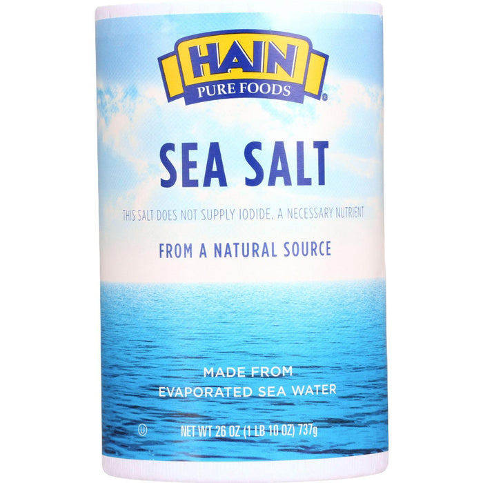 Hain Sea Salt - Plain - 26 Oz - Case Of 24