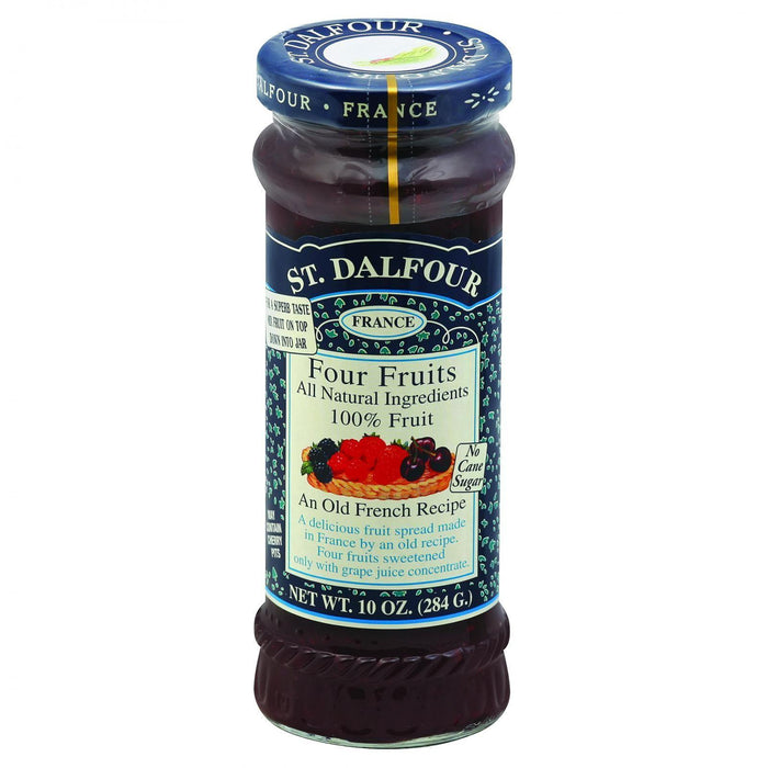 St Dalfour Fruit Spread - Deluxe - 100 Percent Fruit - Four Fruits - 10 Oz - Case Of 6
