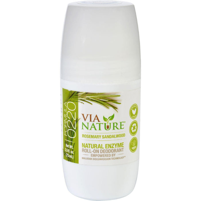 Via Nature Deodorant - Roll On - Rosemary Sandalwood - 2.5 Fl Oz