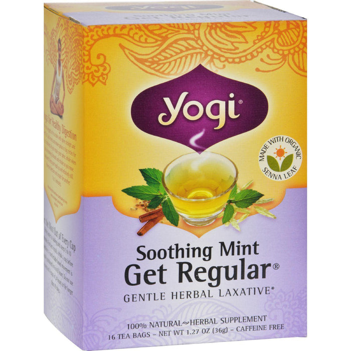 Yogi Get Regular Herbal Tea Caffeine Free Soothing Mint - 16 Tea Bags - Case Of 6